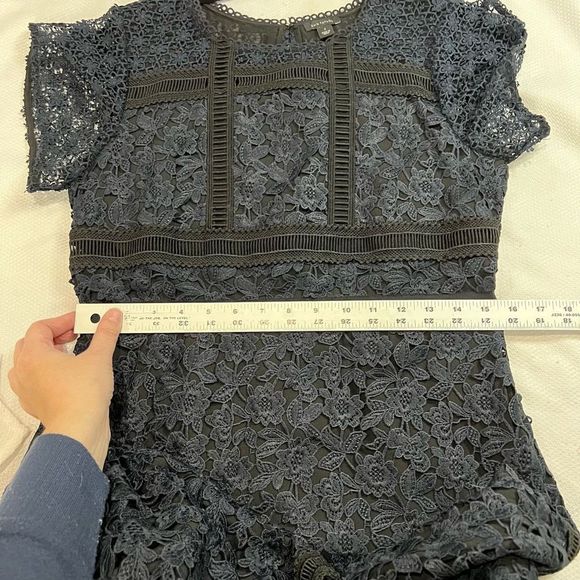 Ann Taylor Dark Blue & Black Lace Short Sleeve Dress - Picture 7 of 7